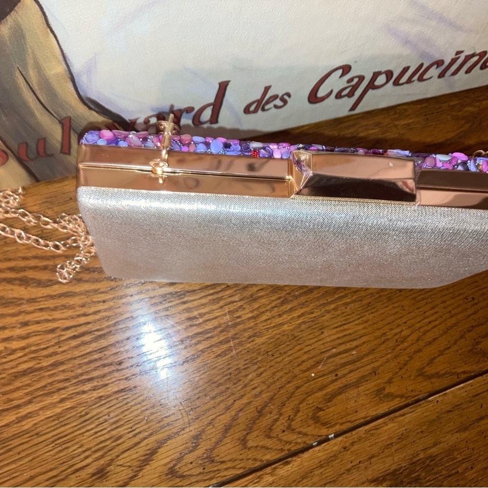 Embellished Crossbody/Clutch NWOT Purples, Pink and Rhinestones   - - Picture 8 of 16